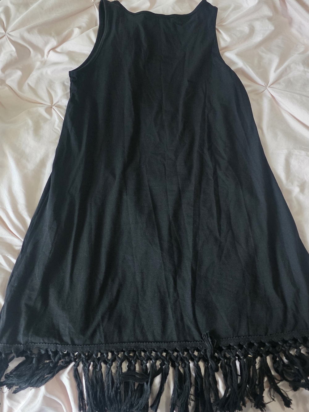 Black Fringe Tank Swim Cover-Up Dress - Picture 5 of 5